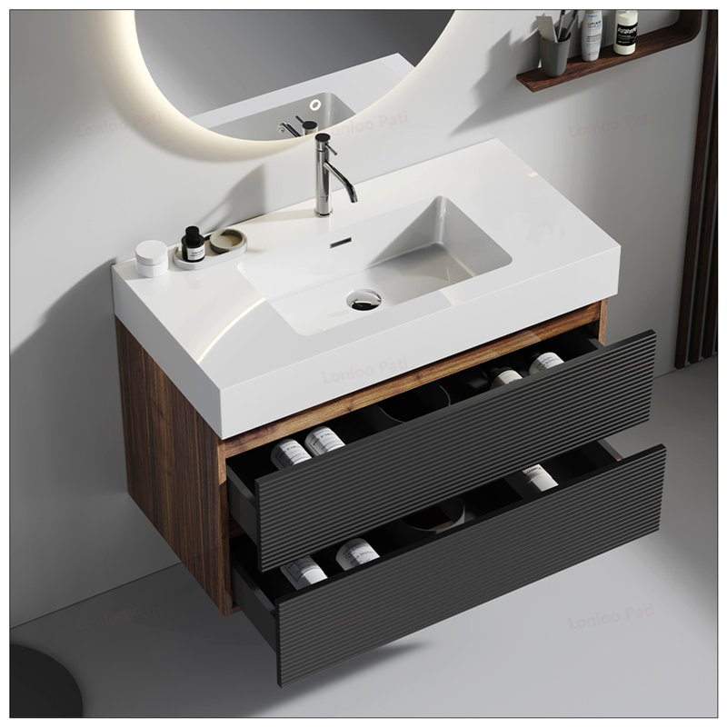 Meuble-lavabo 36 po avec lavabo brillant, Blanc