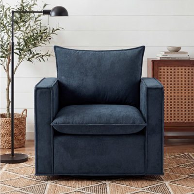 Louretha 34" Wide Fabric Upholstered Swivel Armchair