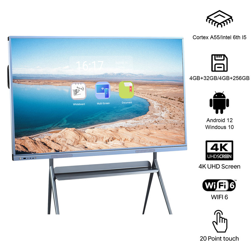 JYXCN 55" Smart Whiteboard Pro Wireless Sharing Interactive Dual System for Training Rooms, Classroom and Office