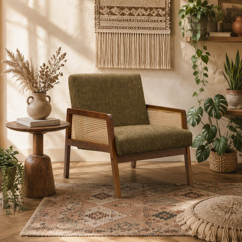 Chaise d'appoint rembourrée, fauteuil de salon, chambre à coucher, Brown Polyester