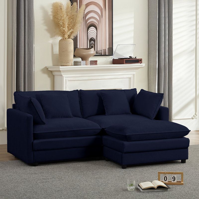 Boneless 77.2" Modular Sectional Sofa With Movable Ottomans - Chenille Fabric, High-resilience Foam Cushions & Removable Armrests (56.3"w X 33.1"h, 4 Color Options)"