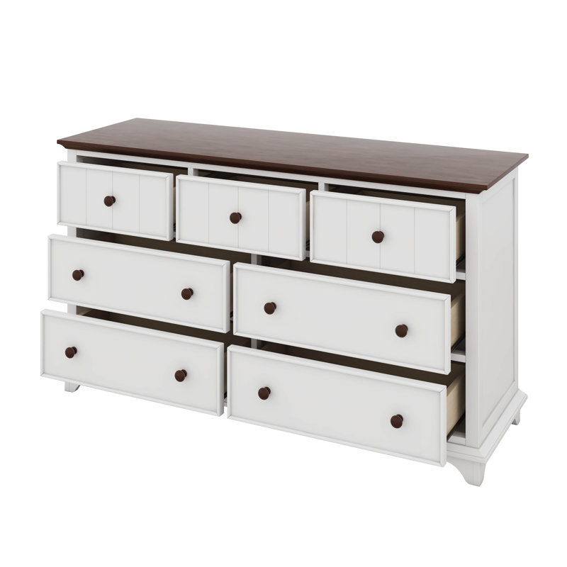 Commode capitaine en bois à sept tiroirs
