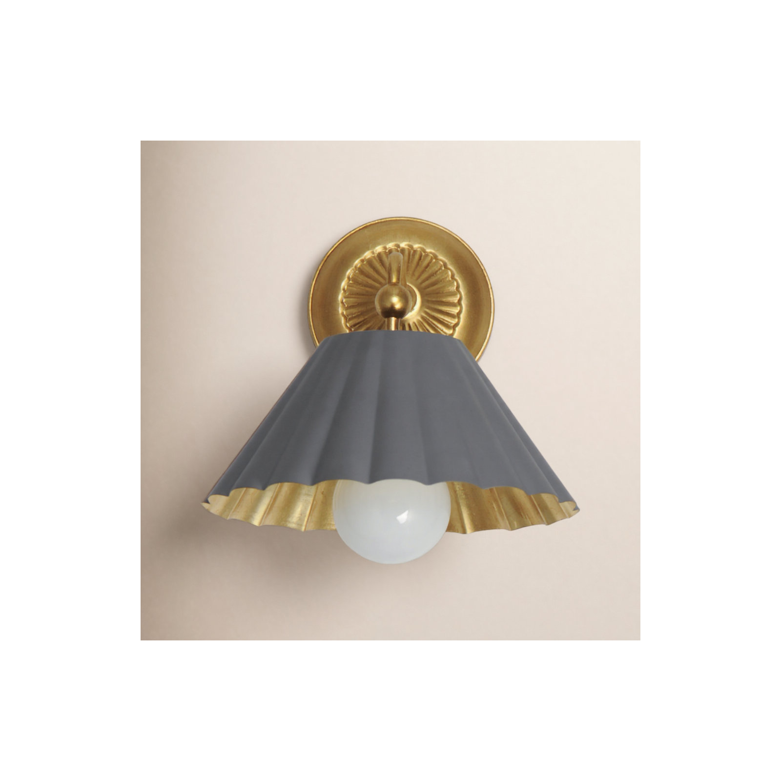 Granduca Single Light Steel Dimmable Armed Sconce, Dark Gray/Gold Leaf