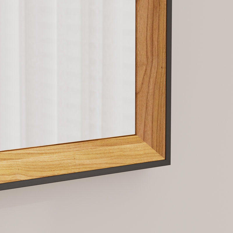 Adolar Pine Wood Bevel Rectangle Framed Full Length Mirror with Stand Floor Mirror, 66" x 22"
