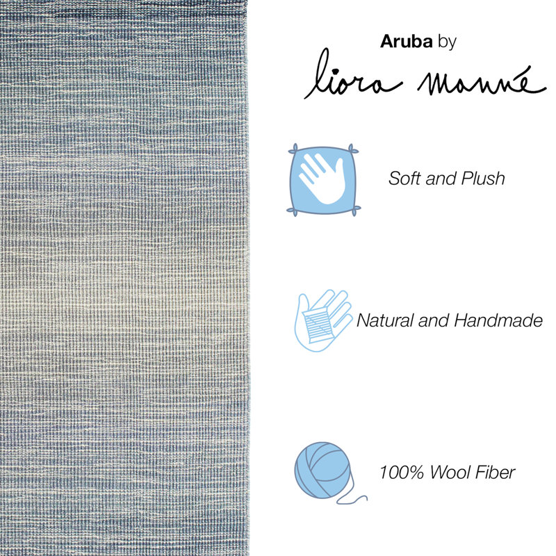 Denim Gradient Stripe Handmade Wool Runner Rug 2' x 7'6"