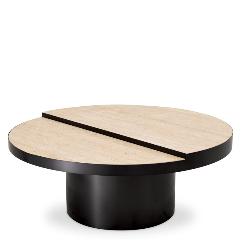 Coffee Table Excelsior Bronze Finish Travertine - Top