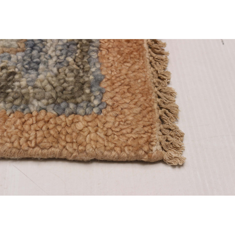 Tapis brun noué à la main unique 9 pi 8 po x 13 pi 10 po Jules Serapi