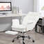 Fauteuil ergonomique en cuir PU blanc, pivotant inclinable avec repose-pieds, confort réglable