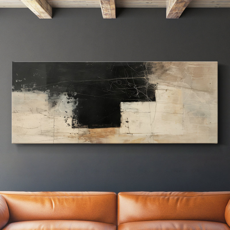 Abstrait, série CCLV, toile tendue avec châssis, prête à être accrochée, H 20 po x l 50 po