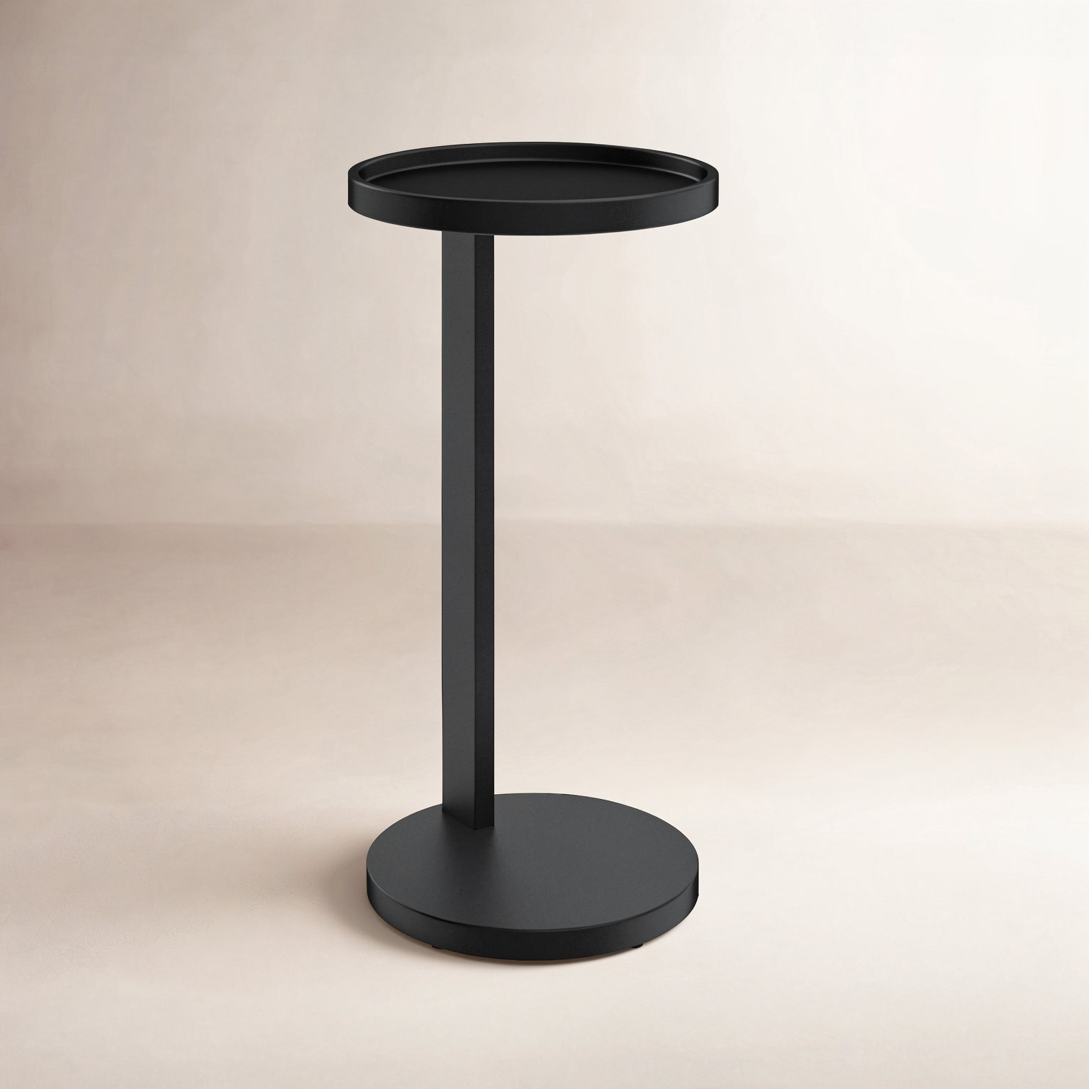 Steel Tray Top Pedestal Plant Stand, Black