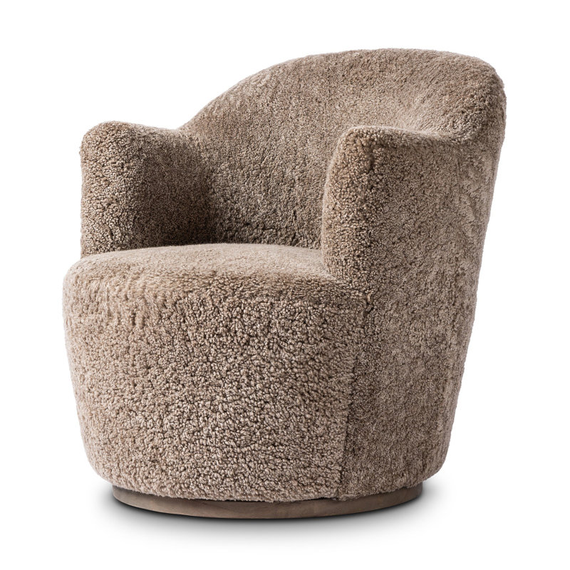 Aurora Swivel Chair, Taupe Shearling