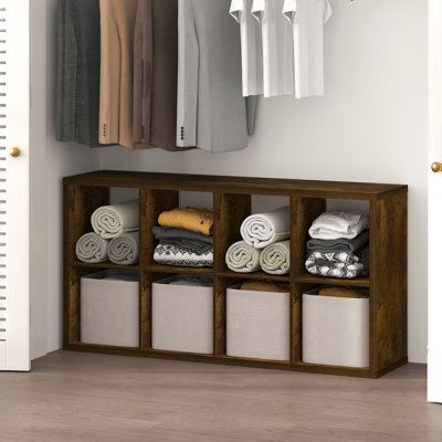 Furinno CUBIC Closet Organizers and Storage, 8-Cube Closet Organizer, Open Shelf Closet Storage, Extra Thick Frame for Wardrobe, Bedroom, Living Room, Amber Pine