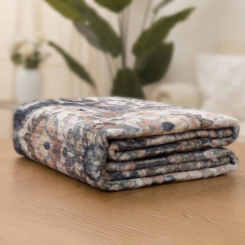 Tapis beige ivoire lavable à la machine Vintage Lefkothea Joy, Brown Beige, Rond 6 pi