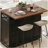 46.5-inch farmhouse style kitchen island with bead curtain, power outlets, foldable wheel rolling kitchen cart, 3 doors, 3 drawers, internal iron frame, suitable for kitchen, dining room, black-1911415308