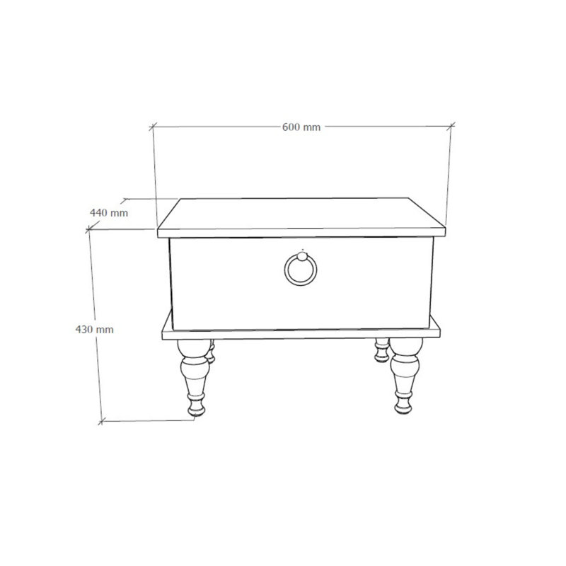 Table de chevet 1 tiroir Curley en blanc / noyer