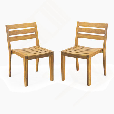 Ensemble de 2 chaises de salle à manger d'extérieur, chaise d'appoint en bois pour patio