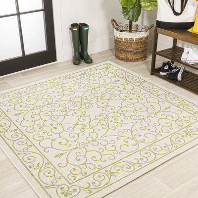 Tapis d'intérieur / extérieur crème / vert Debbe