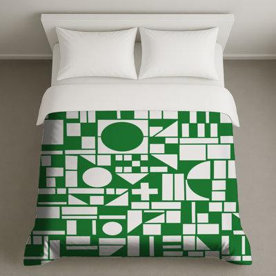 Housses de couette à formes géométriques vertes et blanches