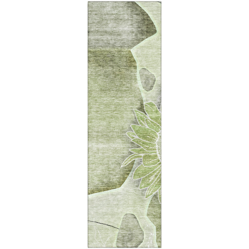 Premium Machine Washable Prisco Aloe Rug, Runner 2'3" x 7'6"