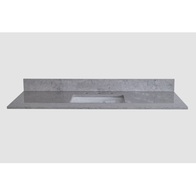 Montary 43 Inches Bathroom Stone Vanity Top Calacatta Gray Engineered Marble Color With Undermount Ceramic Sink And 3 Faucet Hole With Backsplash -  Go Peak Track, GPTYX07660A