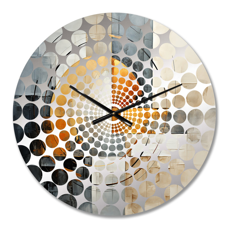 Gold Grey Gleaming Geometry VI - Abstract Collages Wall Clock, Small