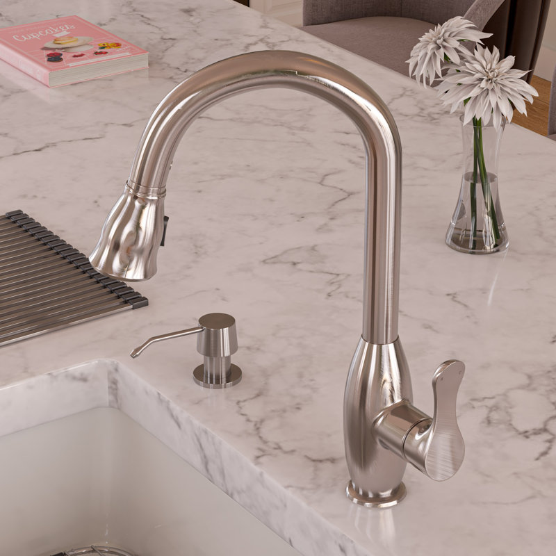 Alfi Brand Pull Down Kitchen Faucet, Brushed Nickel
