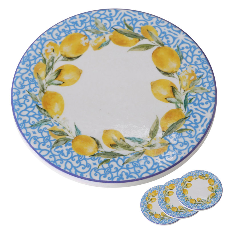 Ceramic Round 4 Piece Coaster Set