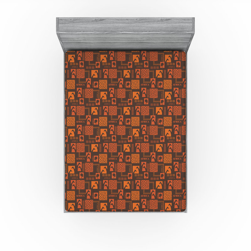 Drap-housse Ambesonne, thème Afrique, Pop Art, Girafe, Lady Burnt Sienna, abricot, Drap-housse grand