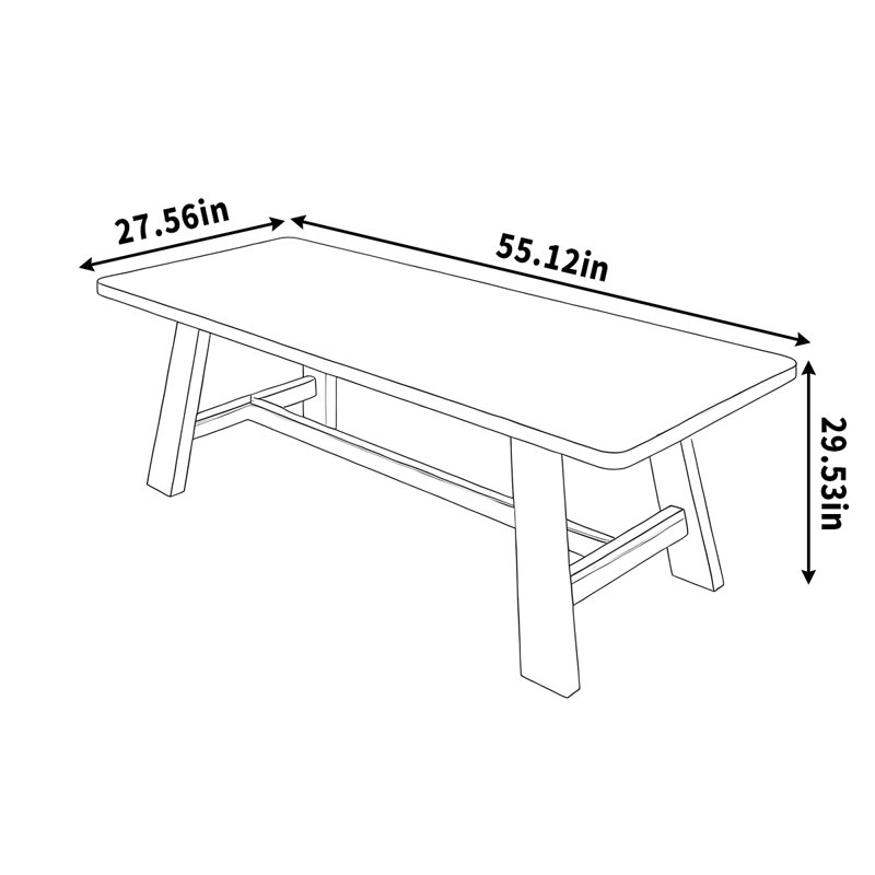 Table de salle à manger en bois de frêne, H 29,53 po x L 55,12 po x l 27,56 po
