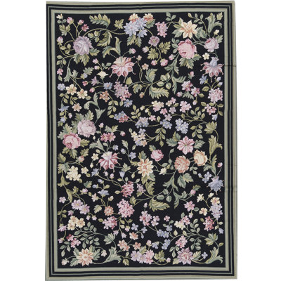 Hand-Knotted High-Quality Black Area Rug