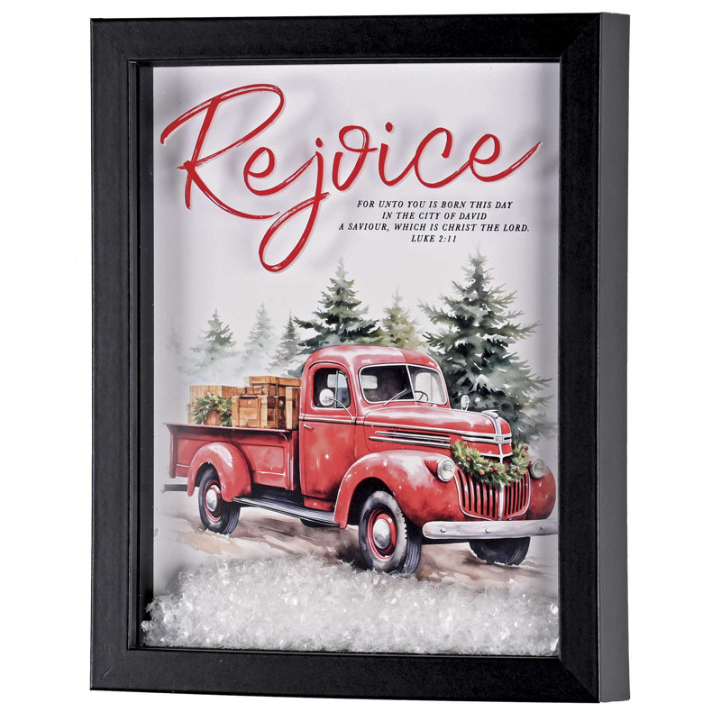Art encadré, camion rouge, joie des arbres