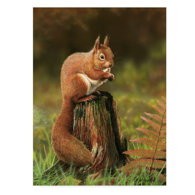 « red écureuil on souches », reproduction de peinture à l’acrylique sur toile tendue