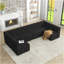 Canapé modulaire en U en forme de U, canapé modulaire compressé en velours côtelé de style minimaliste moderne, canapé-lit pour le salon, la chambre à coucher, canapé-lit confortable Comfy Space-Efficient Design-Noir-121059568