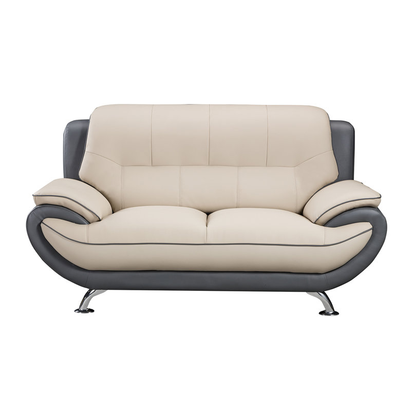 Jamelia 69" Pillow Top Arm Loveseat, Light Gray/Dark Gray Faux Leather