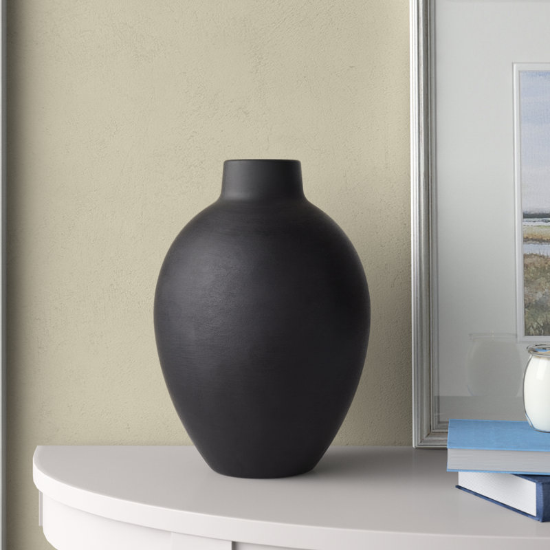 Chamel Handmade Table Vase, 12.75" H x 9.5" W x 9.5" D, Ecru