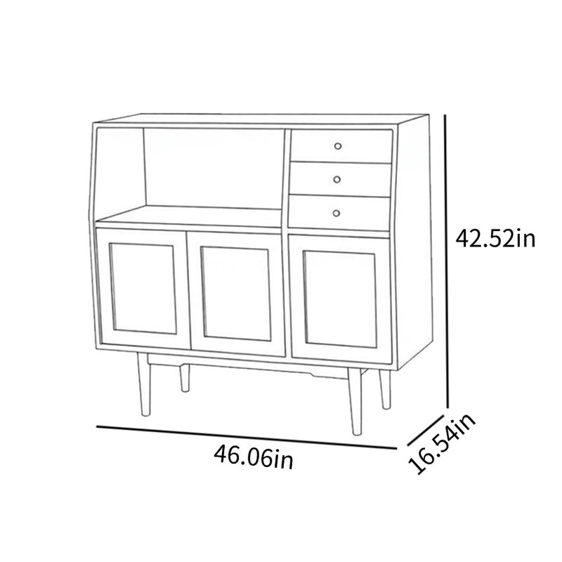 Armoire d'appoint multifonctionnelle à grande capacité, Burlywood