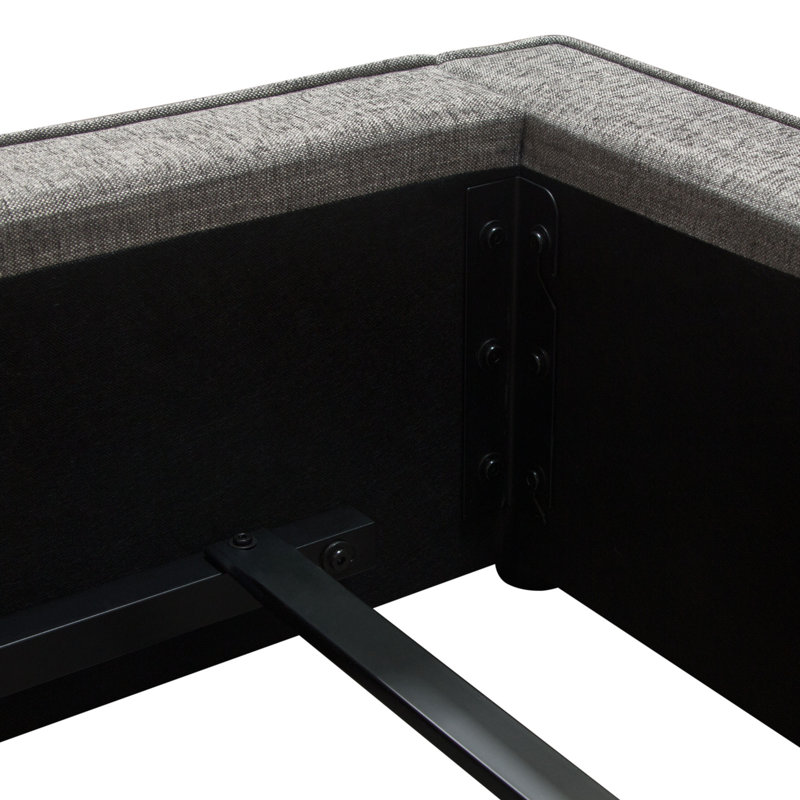 Grey Upholstered King Bed with Tufted Headboard and Slats