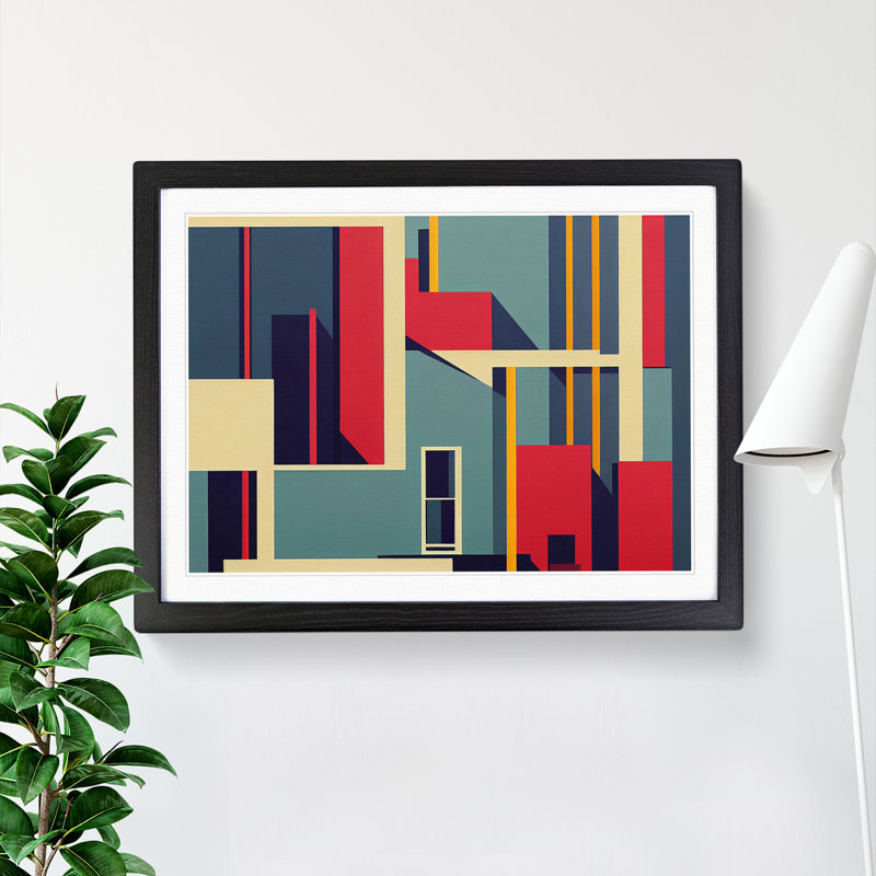 Bauhaus Architecture Vol.1 Abstract - Single Picture Frame Print, 46cm H x 64cm W x 2cm D, Black