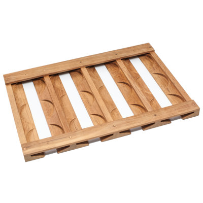 Kiska Solid Wood Hanging Wine Glass Rack in Brown