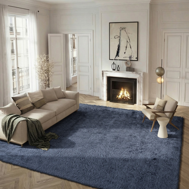Cimah Shag Hand Tufted Performance Solid Color Rug, Rectangle 8' x 10'