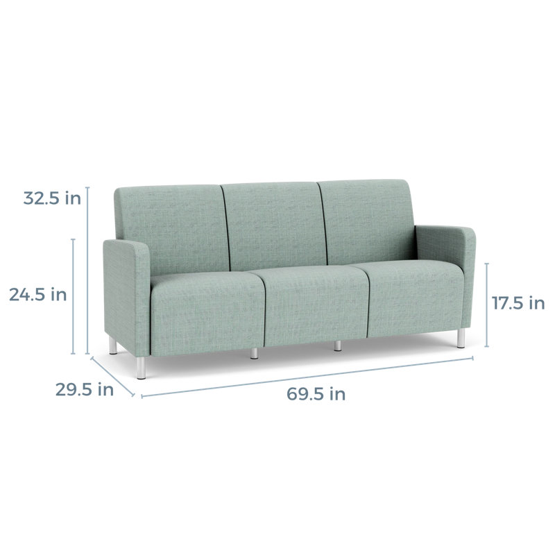 Fauteuil de réception 3 places Ravenna, Acier brossé, Chambray écume de mer