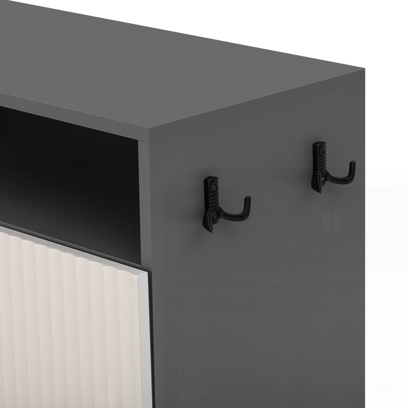 Shoe Cabinet With Bench And Cushion, Gray