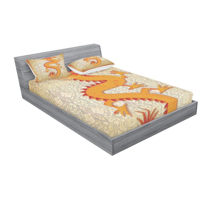 Microfiber Damask Sheet Set, Queen Sheet Set with Fitted Sheet