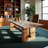 Oak-colored solid wood rectangular office table-112306690