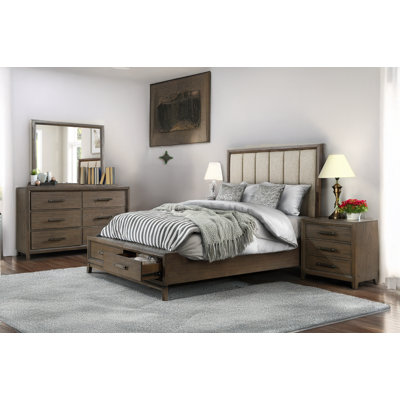 Lorne Brown Upholstered Storage Platform Bedroom Set
