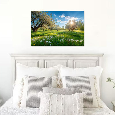 Printemps, impression murale sur toile, impressions sur nature, affiche de peinture de paysage pour le salon, la chambre à coucher, le bureau, grand arbre, œuvre d'art floral prête à être suspendue, 12 po x 16 po