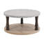 Table basse Mid-Century ronde à 2 niveaux avec tablette de rangement, gris