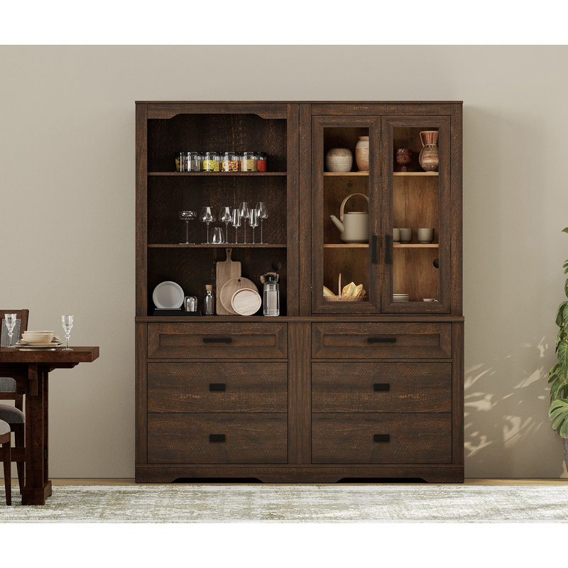 Bibliothèque à 2 colonnes et 3 niveaux avec tiroir, bibliothèque sur pied de 73,3 po de hauteur, armoire de rangement de style campagne moderne avec tablettes réglables