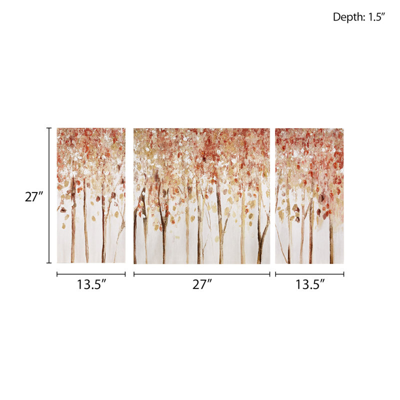 Autumn Forest Hand-Textured Canvas Art Set of 3