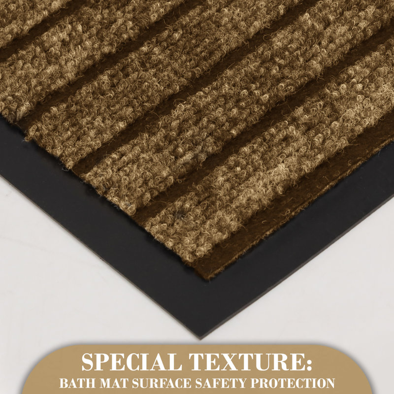 NON-SLIP RUBBER DOOR MAT - INDOOR/OUTDOOR USE, Brown, 60cm W x 90cm L